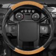 thumbnail image 1 of Black/Wood Grain Soft Leather Grip Big Rig Steering Wheel Cover for Trucks 18" Inch Large (Light Wood), 1 of 6