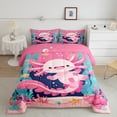 thumbnail image 2 of Manfei Kids Children Cartoon Axolotl 3 Pieces Queen Comforter Set,Kawaii Marine Animal Ultra Soft Bedding Sets,Cute Salamander Bedding Comforter Set Breathable,Super Cozy Room Decor,Reversible, 2 of 8