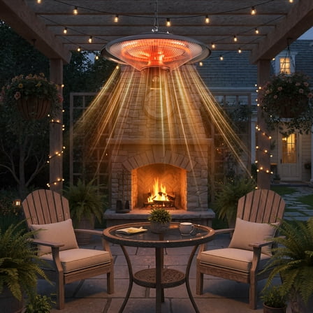 CozyHome Electric Infrared Hanging Heater for Outdoor Use, 1500W Patio Hanging Heater with 3 Adjustable Modes, IP55 Waterproof Ceiling Heater for Porch, Garage, Balcony, Black