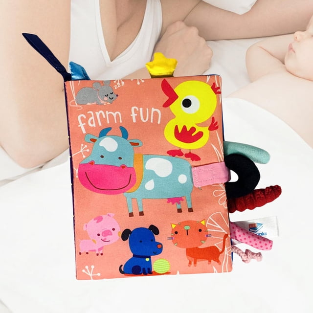 Libro suave de para padres y hijos, libro interactivo arrugado, juguete sonajero para cochecito, juguetes para bebés recién vacas Yotijar libros para niños juguetes de aprendizaje