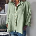 thumbnail image 2 of Virmaxy Womens Blouses Long Sleeve Shirt Women Casual Fashion Solid Color Button T-Shirt Long Sleeves One Shoulder Top Blouse Tops Green-1 L, 2 of 6