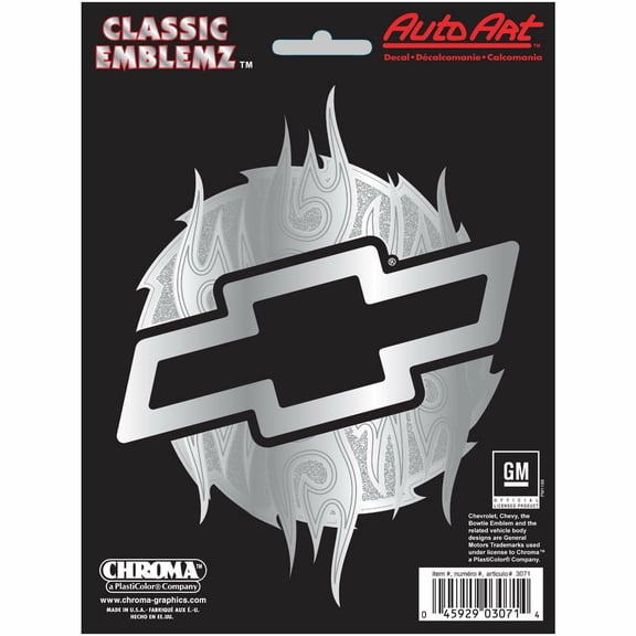 Chroma 1 piece Bow Tie logo Chrome Tribal Flames Classic Emblem for Chevy Chevrolet Car Truck SUV Van Decals Sticker