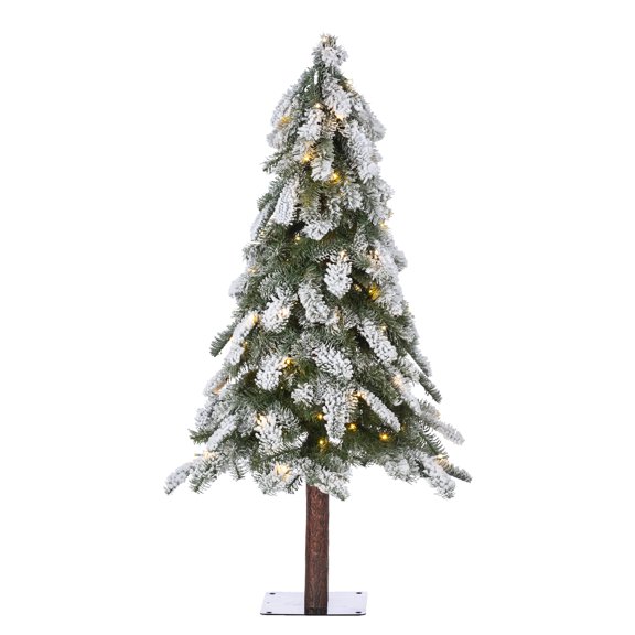4 ft. Pre Lit Warm White LED Flocked Alpine Tree