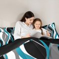 thumbnail image 5 of Manfei Minimalist Abstract Queen Comforter Set, Aesthetic Striped Bedding Sets, Gray White Black Teal Bedding Comforter Set, Microfiber Bedroom Decor, Reversible 3pcs, 5 of 8