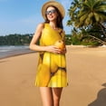 thumbnail image 2 of Horeoi Ripe Yellow Lemon Print Women's Sleeveless Dress Cotton-like Flared Hem Deep Side Pockets Above-Knee, 2 of 6