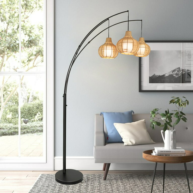 Standing Lamp With Bamboo Lampshades