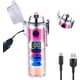 thumbnail image 3 of Encendedor a prueba de viento Encendedor impermeable Encendedor de arco de plasma recargable USB tipo C con indicador de potencia digital para acampar, caminar, viajar, barbacoa (rosa claro-amarillo), 3 of 4