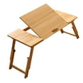 thumbnail image 3 of Elodie Table Pliable pour Ordinateur Portable, Bureau de Genoux Rectangulaire en Bambou, Support Portable à Angle Ajustable pour Camping, Balcons, Ordinateur, Pique-Nique Extérieur, Brun Clair, Grand, 3 of 8