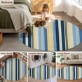 thumbnail image 6 of Round Rugs 4 Ft, Blue Yellow Striped Non Slip Area Rugs for Kitchen Bedroom Entryway, Farmhouse Stripes Vintage Washable Carpet Runner Rug Floor Mats for Bedroom Home Decor, 6 of 9