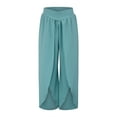 thumbnail image 3 of Lroveb Wide Leg Pants for Women, Womens High Waisted Culottes Palazzo Pants, Pants Yoga Hippie Boho Beach Plus Size Green, 3 of 6
