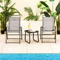 thumbnail image 4 of Gymax Set of 4 Folding Sling Chairs Portable chair w/ Dining Armrest Backrest Patio, 4 of 10