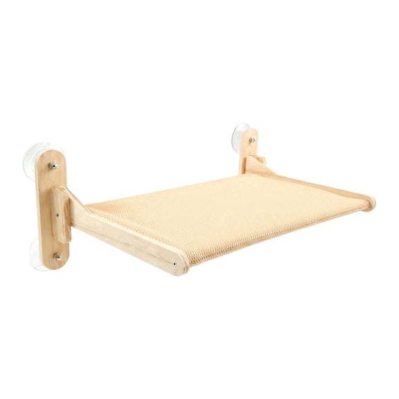 Cat Window Perch – Suction Cup Folding Cat Bed, Pine Wood Frame, 20.9×12.2in, 22lb Capacity, for Living Room & Bedroom Windows