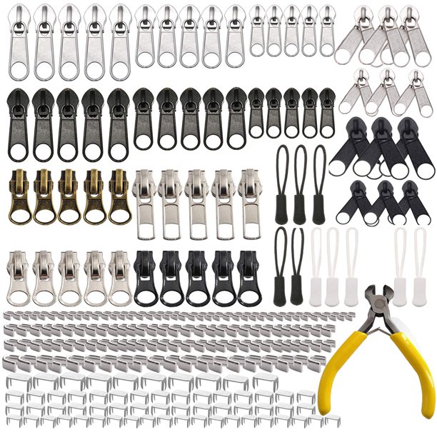 Kit de reparación de cremalleras Meikeer de 252 piezas con cremalleras de repuesto