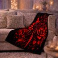thumbnail image 6 of Red Roses with Dagger on Black, Dramatic Gothic Style for Dark Art Lovers, Crimson Floral Blade Scene and Valentine's Day Gift, Cozy Flannel Blanket for Bedroom and Reading Nook, Home Decor, 6 of 9