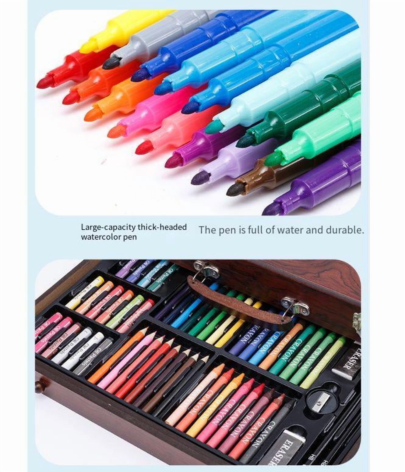 Art Supplies, 123-Pack Deluxe Art Set with Wooden Case, Art Case Coloring Set for Oil Pastels, Crayons, Colored Pencils, Markers, Creative Gift Box for Adults Artist Beginners Kids Girls Boys