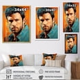 thumbnail image 4 of Designart "Aquamarine Portrait Of Affleck" Celebrity Floater Framed Canvas Wall Art, 4 of 5
