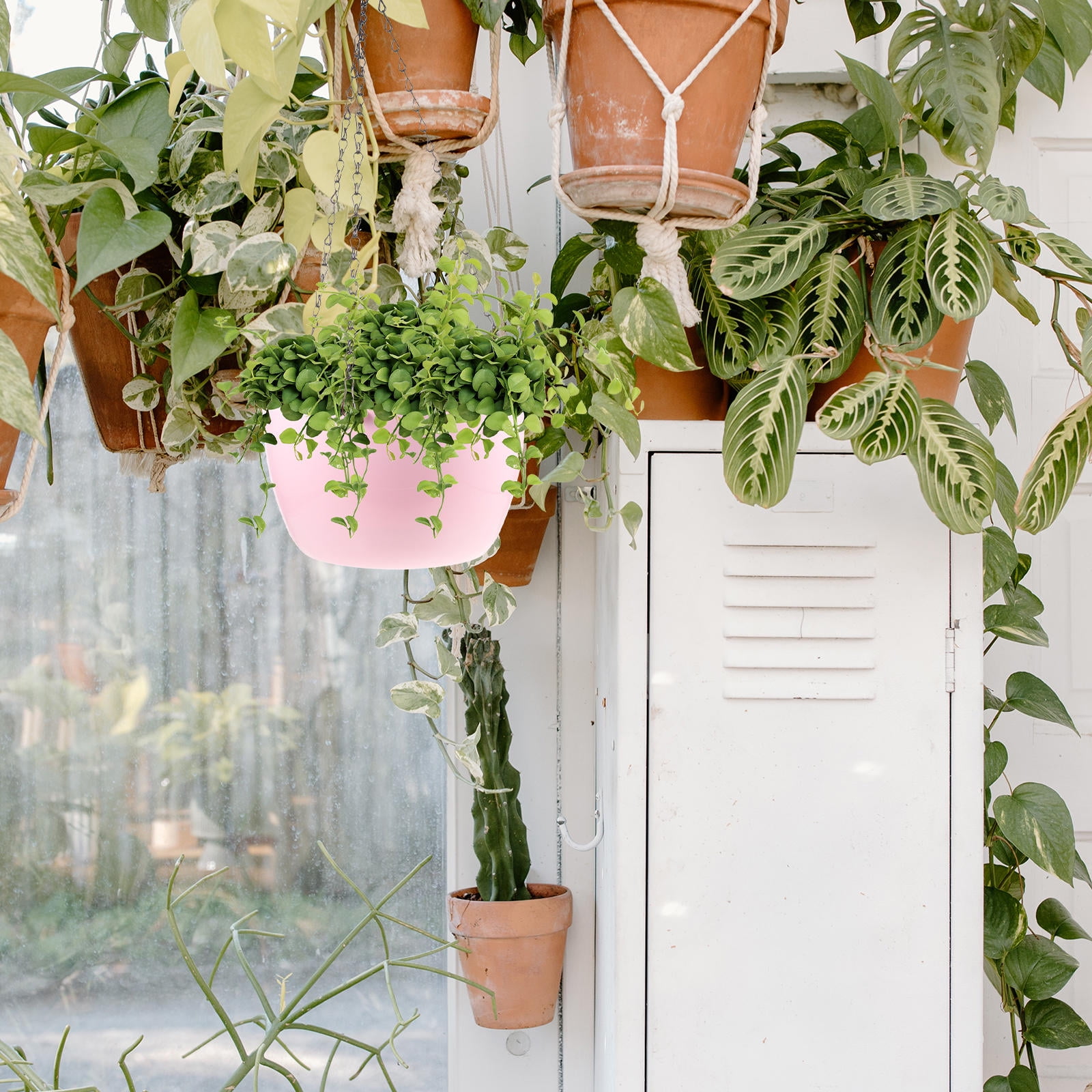 OUNONA  Hanging Plant Pot Flower Pots Planters for Indoor Basket Pink