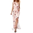 thumbnail image 2 of KOMOO Women One Shoulder Dress Floral Tie Dye Hollow Slit Long Dress Sleeveless Split Ruched Dress, 2 of 10