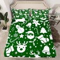 thumbnail image 2 of Castle Fairy Snowman Deer Santa Claus Twin Sheet Sets 3pcs for Children Teens,Merry Christmas Xmas Twin Fitted Sheet Microfiber,Green White Breathable Flat Sheet,Microfiber Bedroom Decor, 2 of 7