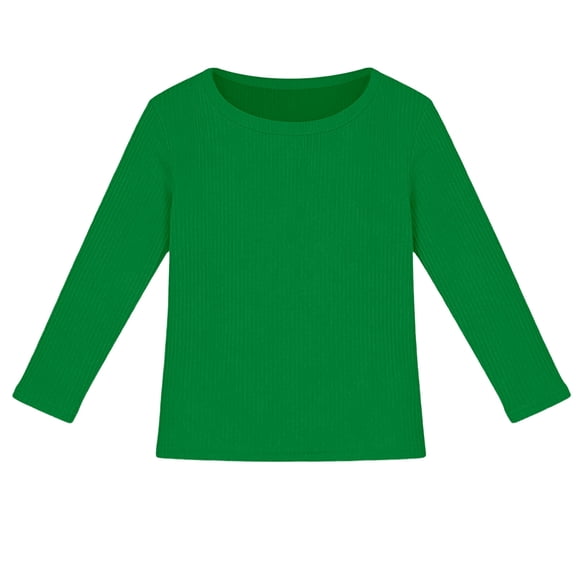 TBWNWG Girls Slim Fit Long Sleeve Ribbed Tee Stretch Casual Basic Top Comfortable Kids Shirt,Size 7-8 Years