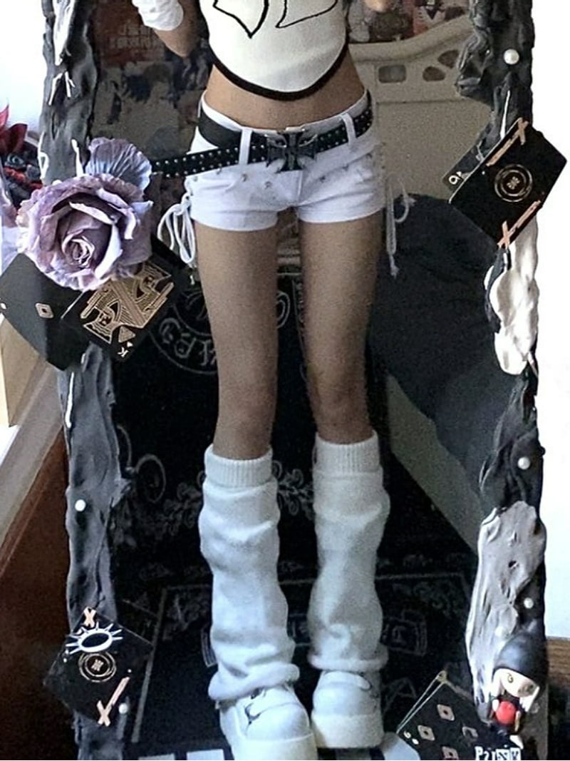 Woman Goth Y2k Low Rise Shorts 2000s Jean Shorts Fashion