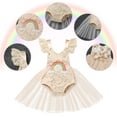 thumbnail image 5 of IBTOM CASTLE Baby Girl 1st Birthday Outfit Lace Tulle Romper Princess Tutu Dress Headband Shiny ONE Cake Smash Photo Shoot Clothes 6-12 Months Apricot Rainbow, 5 of 8