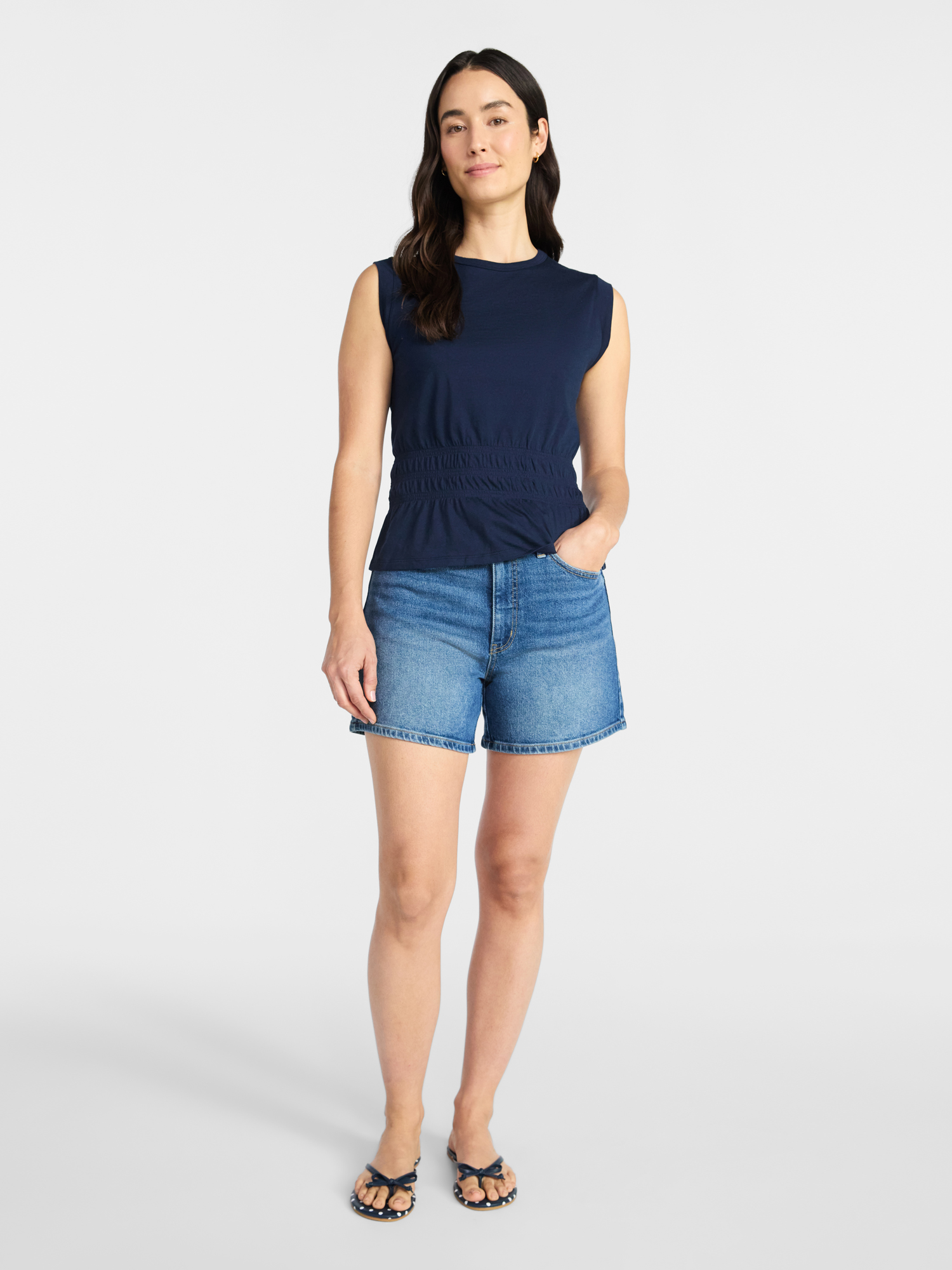 Time and Tru Women's Cotton Peplum Tank Top, Sizes XS-XXXL