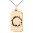 thumbnail image 4 of Stainless Steel Crown of Thorns Engraved Small Rectangle Dog Tag Charm Pendant Necklace, 4 of 4