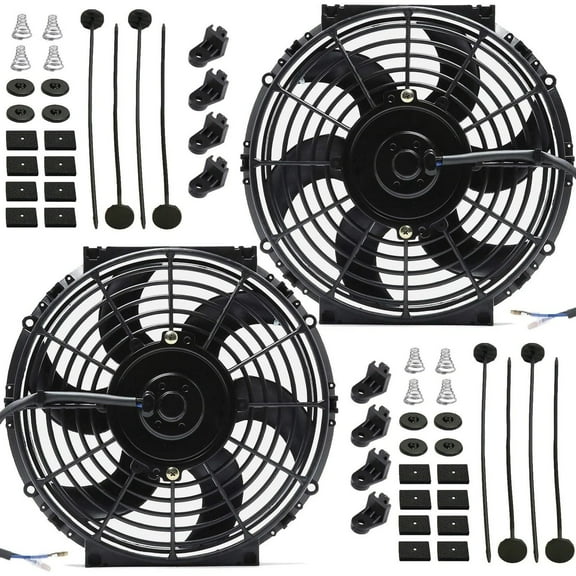 Dual 10-11 Inch 90 Watt Motor 12 Volt Engine Radiator Cooling Electric Fans