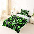 thumbnail image 3 of Manfei Black Bright Green Twin Sheets, Gradient Wave Striped Bedding, Black Reversible 3 Pieces1 Flat Sheet + 1 Fitted Sheet + 1 Pillowcase, 3 of 6