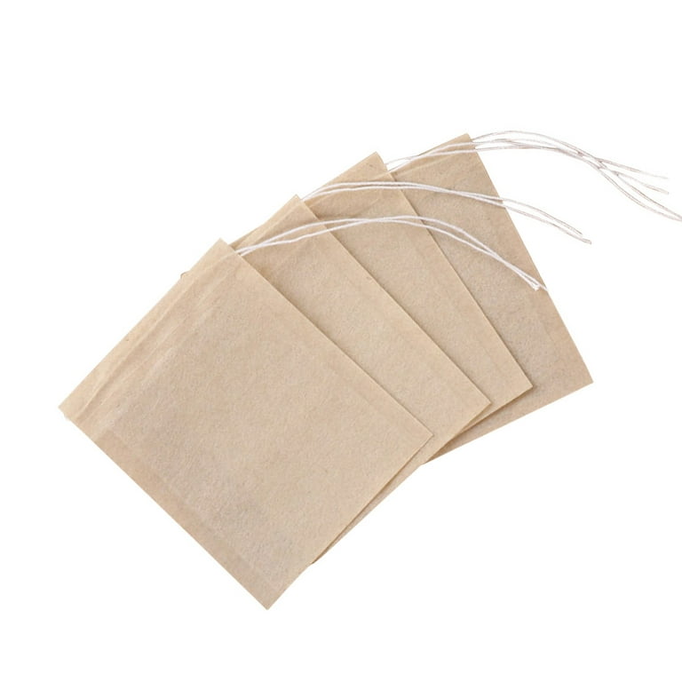 300PCS Tea Filter Bags, Disposable Paper Tea Bag with Drawstring Safe  Strong Penetration Unbleached Paper for Loose Leaf Tea and Coffee（6x8CM）