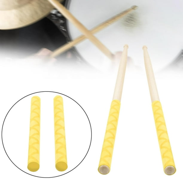 2 empuñaduras antideslizantes para baquetas, piezas de tambor, accesorios para instrumentos de percusión, cinta para baquetas, fundas para baquetas pa Amarillo