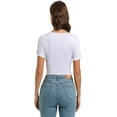 thumbnail image 6 of Women's Fashion Clothes One Piece Cutout Tops Short Sleeve Knit Slim Fitted Shirts Tee Tshirts, 6 of 6