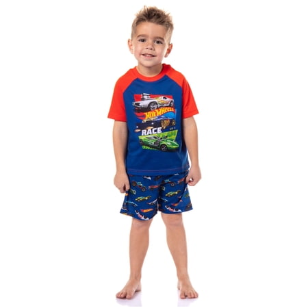 Hot Wheels Toddler Boys Rodger Dodger Cars Team Hot Wheels Race Sleep Pajama Set Shorts