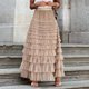 thumbnail image 1 of Falda de malla con volantes para mujer falda larga ajuste holgado estilo Sexy traje diario sencillo y, 1 of 9