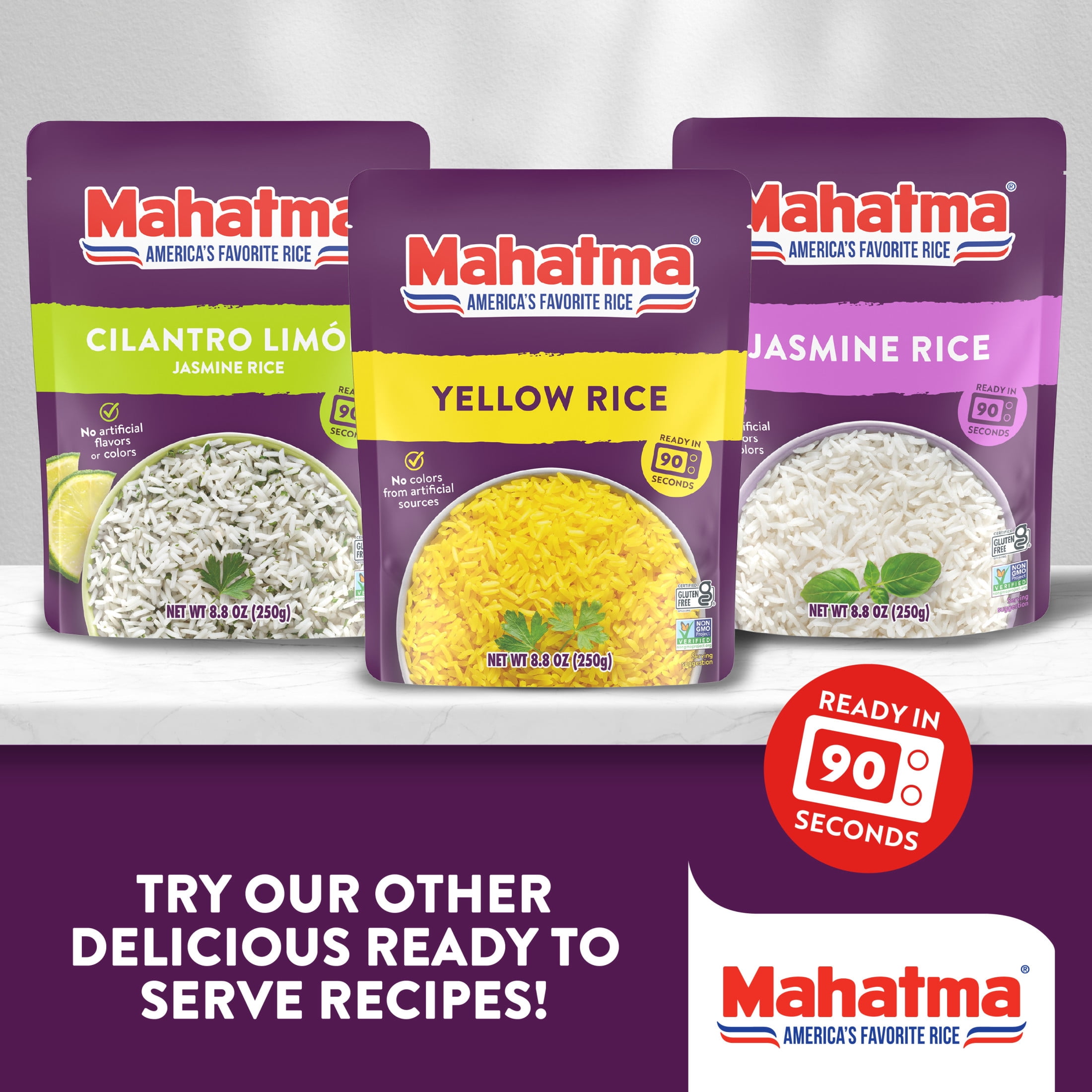 Mahatma Ready to Serve Long Grain White Rice, Moist & Fluffy Precooked Rice, 8.8 oz Pouch