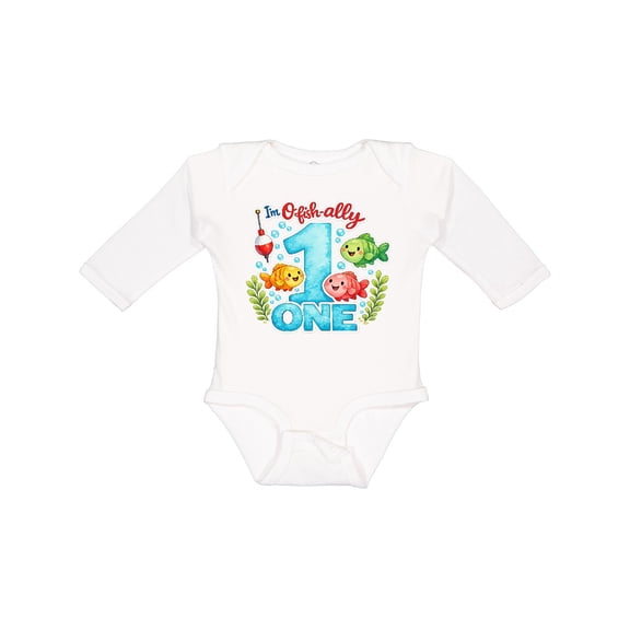 Inktastic O-fish-ally One 1st Birthday Boys or Girls Long Sleeve Baby Bodysuit