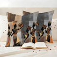 thumbnail image 3 of Black Brown Girls Boho Outdoor Waterproof Pillow Covers, Grey Vintage Ethnic Abstract Art Decorative Square Throw Pillowcase Sofa Cushion Sham for Patio/Couch/Chair, 18"x18" 2 Pack, 3 of 8