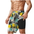 thumbnail image 6 of XUNKUSGA Mens Swim Trunks Fashion Tropical Hawaiian Printed Shorts Men with Compression Liner Lightweight Quick Dry Drawstring Elastic Waist Swim Trunks Men,Black,XL, 6 of 6