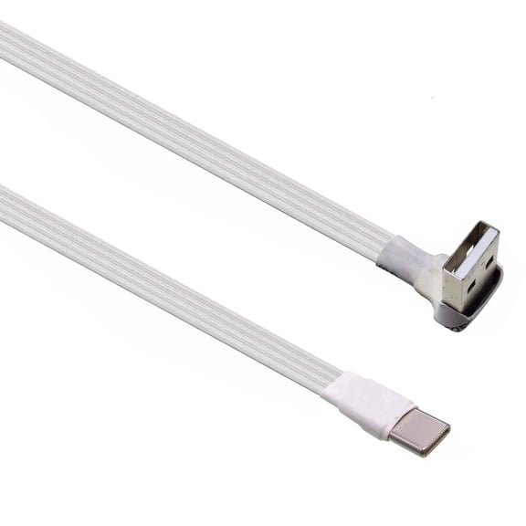 Lerpwige White Flat USB C To USB C Cable 90 Degree Angled For Fast Charging Data Sync 30cm-3m
