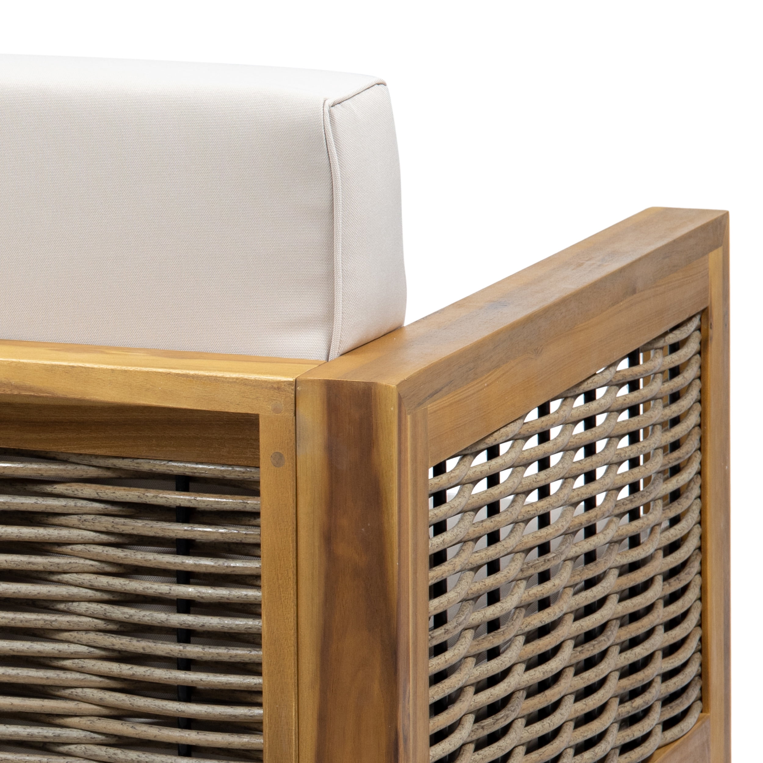 Outdoor Acacia Wood Chat Set, Teak, Mixed Brown