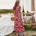thumbnail image 3 of FcBaudy Robe à Manches Courtes à Col en V, Robes d'Été pour Femmes, Robes pour Femmes Robe à Imprimé Floral Longueur Genou Robe Robe à Manches Courtes Robe Femme, 3 of 9