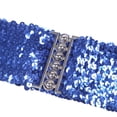 thumbnail image 3 of HULIJA Womens Shiny Sequin Elastic Girdle Belt Wide Decorative Dress Belt with Hemispheric Fastener Blue One Size, 3 of 7