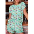 thumbnail image 4 of Conjunto de pijama Ekouaer, pijama de manga corta de punto acanalado para mujer, 4 of 7