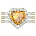 thumbnail image 2 of Dazzlingrock Collection 9mm Heart Shaped Center Citrine with Round White Diamond Halo Style Engagement Ring Set for Women (0.63 ctw, Color I-J, Color I1-I2) in 14K Yellow Gold, Size 5, 2 of 4