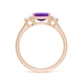 thumbnail image 2 of ANGARA Natural Square Emerald-Cut 1.3 ct Amethyst and Diamond Three Stone Ring in 14K Rose Gold for Women (Size-7mm) | February Birthstone, Anniversary, Jewelry Gift for Women | Natural Amethyst Ring, 2 of 8
