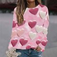 thumbnail image 1 of BVOFAR T-Shirts à Manches Longues Col Rond pour Femmes Imprimé Cœur Mignon Décontracté Grande Taille Tops Confortables 2025, 1 of 5