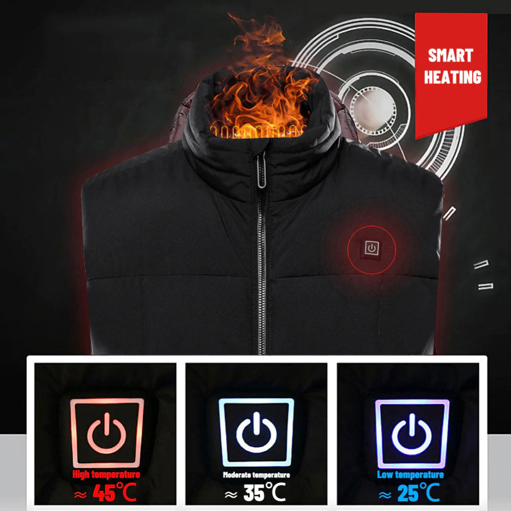 CVLIFE Electric Heated Jacket Vest Women Men Thermal Coat Warm Up Winter Outwear Waterproof Windproof Body Warmer USB Heating Pad with Power Bank(10000mAh) - image 4 of 8