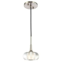 Pemberly Row 1-Light Glass Mini-Pendant in Satin Nickel/Crystal