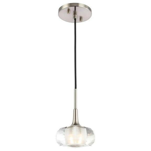Woodbridge Lighting Christina 1-Light Glass Mini-Pendant in Satin Nickel/Crystal